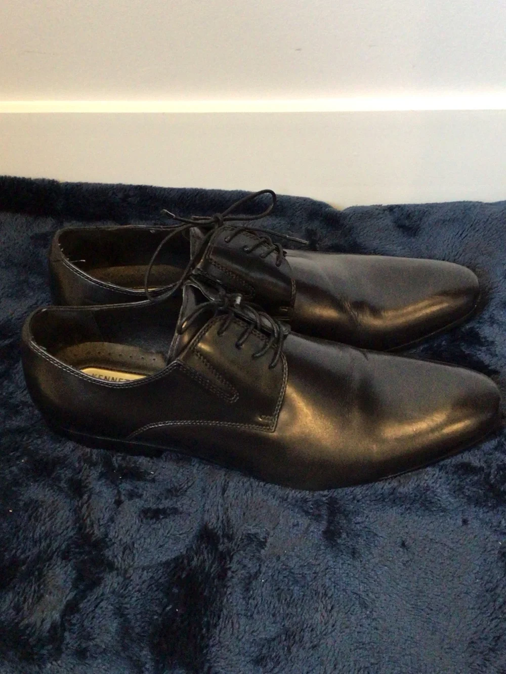 Kenneth Cole Black Leather Lace-Up Oxford Dress Shoes